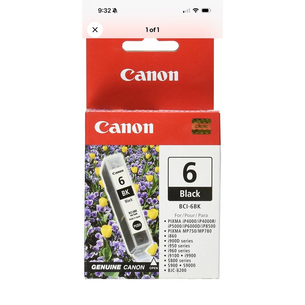 Canon Ink Tank Unisex OS Black BCI-6BK Genuine PIXMA BJC Series 13ml